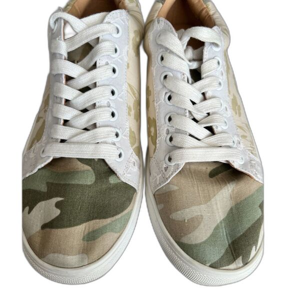 By Anthropologie Camelia Lace Up Sneakers Size 9 Floral Camo Canvas Eyelet - Picture 4 of 10